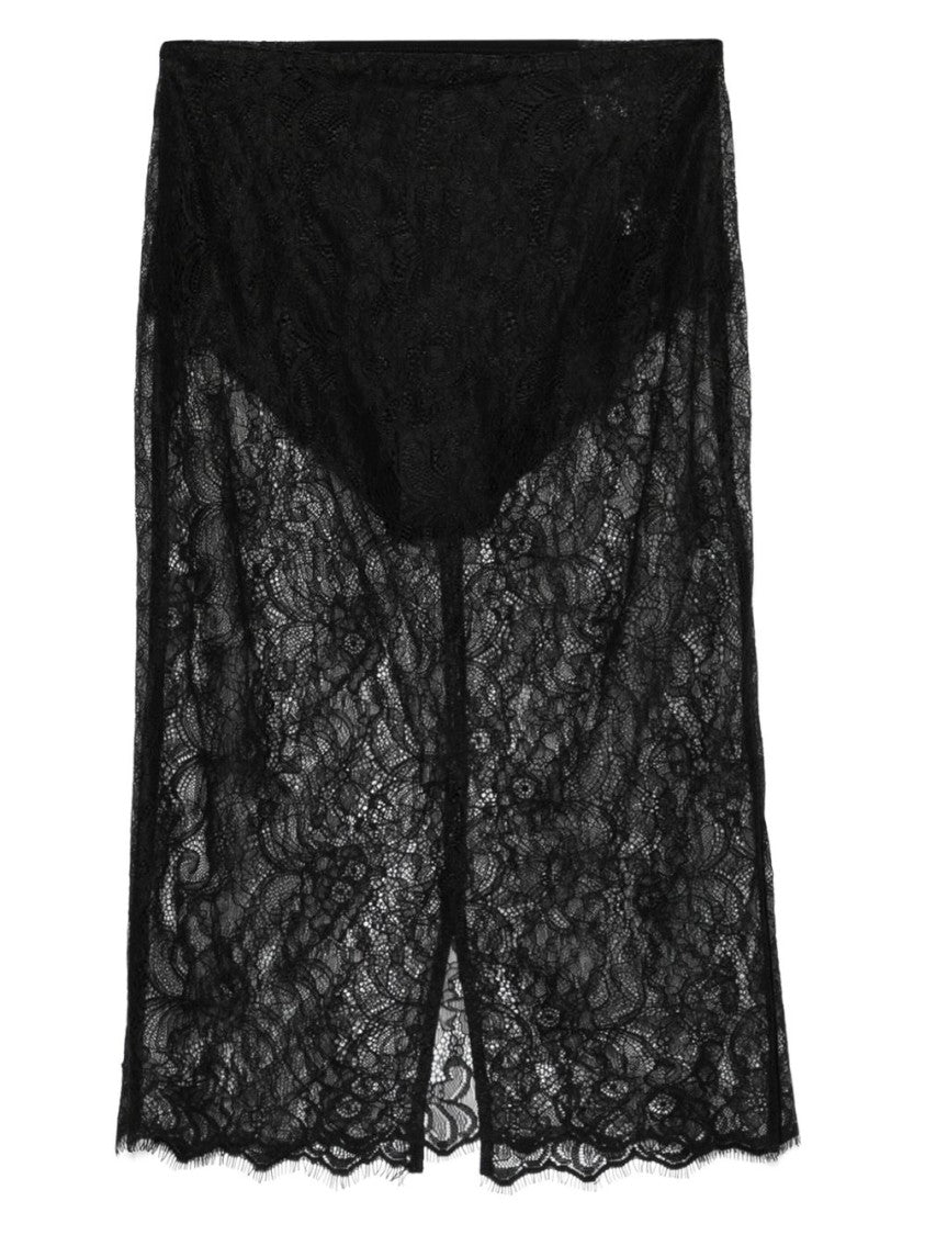 Elisabetta Franchi Nero Skirt With Delicate Lace Design