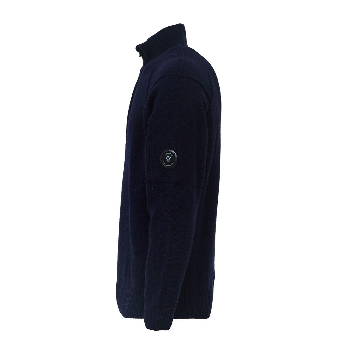 C.P. Company Lambswool Half Zip Sweater With Ribbed Collar And Pocket Detail