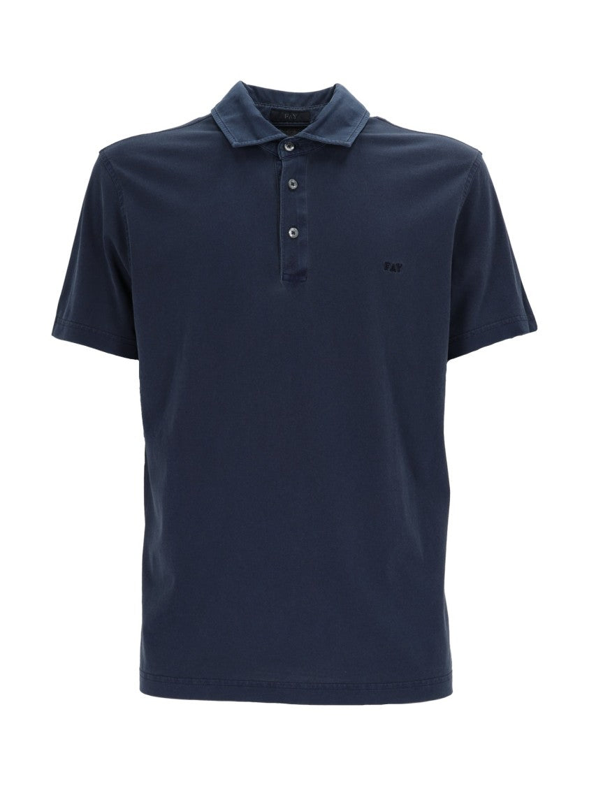 Fay Blue Jersey Frosted Embroidery Polo Shirt
