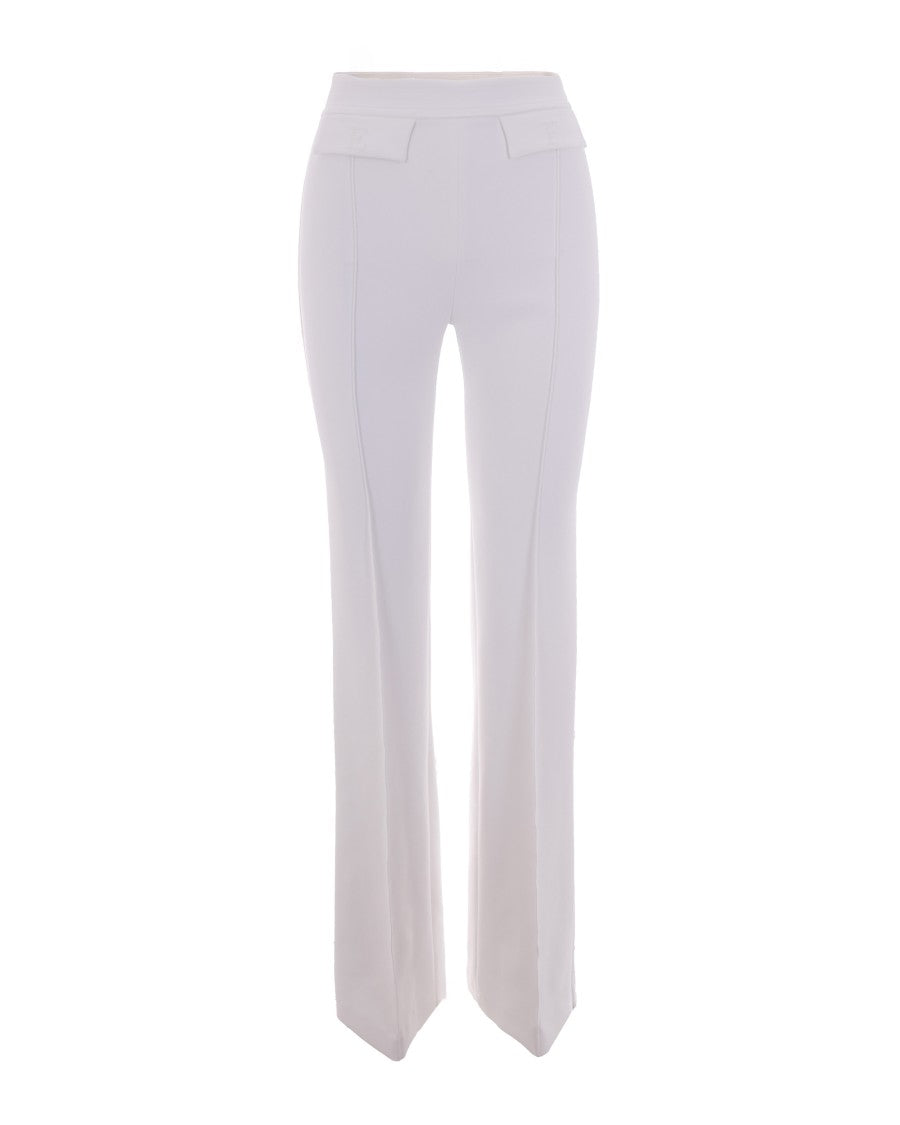 Elisabetta Franchi Double Crepe Stretch Trousers With Embroidered Logo