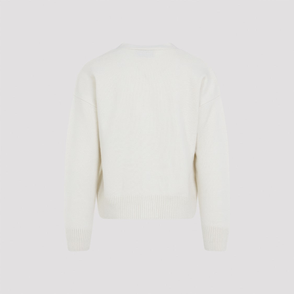 Ami Paris Ivory White Wool And Cashmere Blend Cardigan