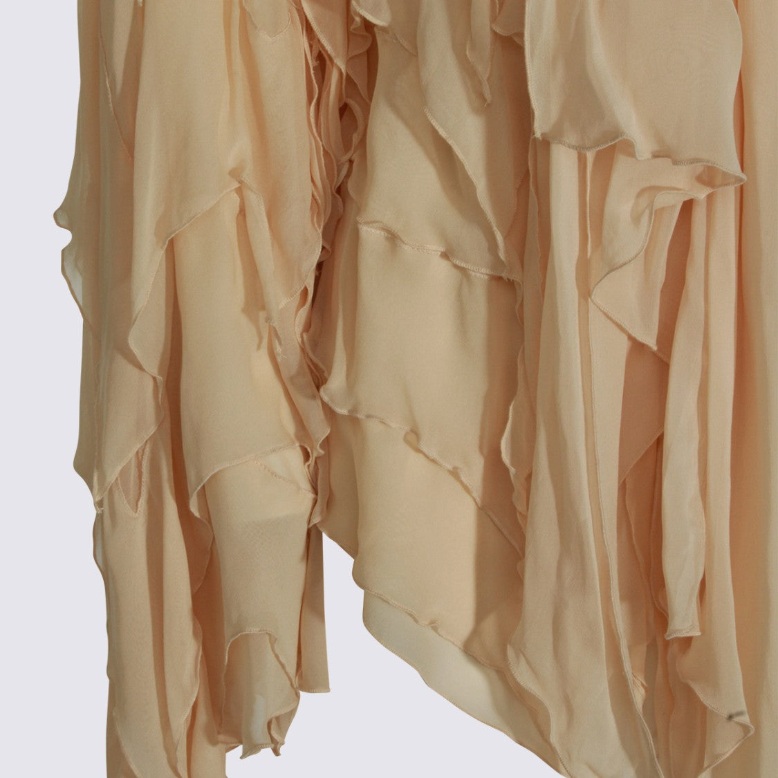 Blumarine Asymmetrical Ruffle Top With High Neckline