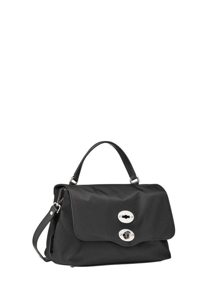 Zanellato Black Silver Turn-Lock Fabric Shoulder Bag