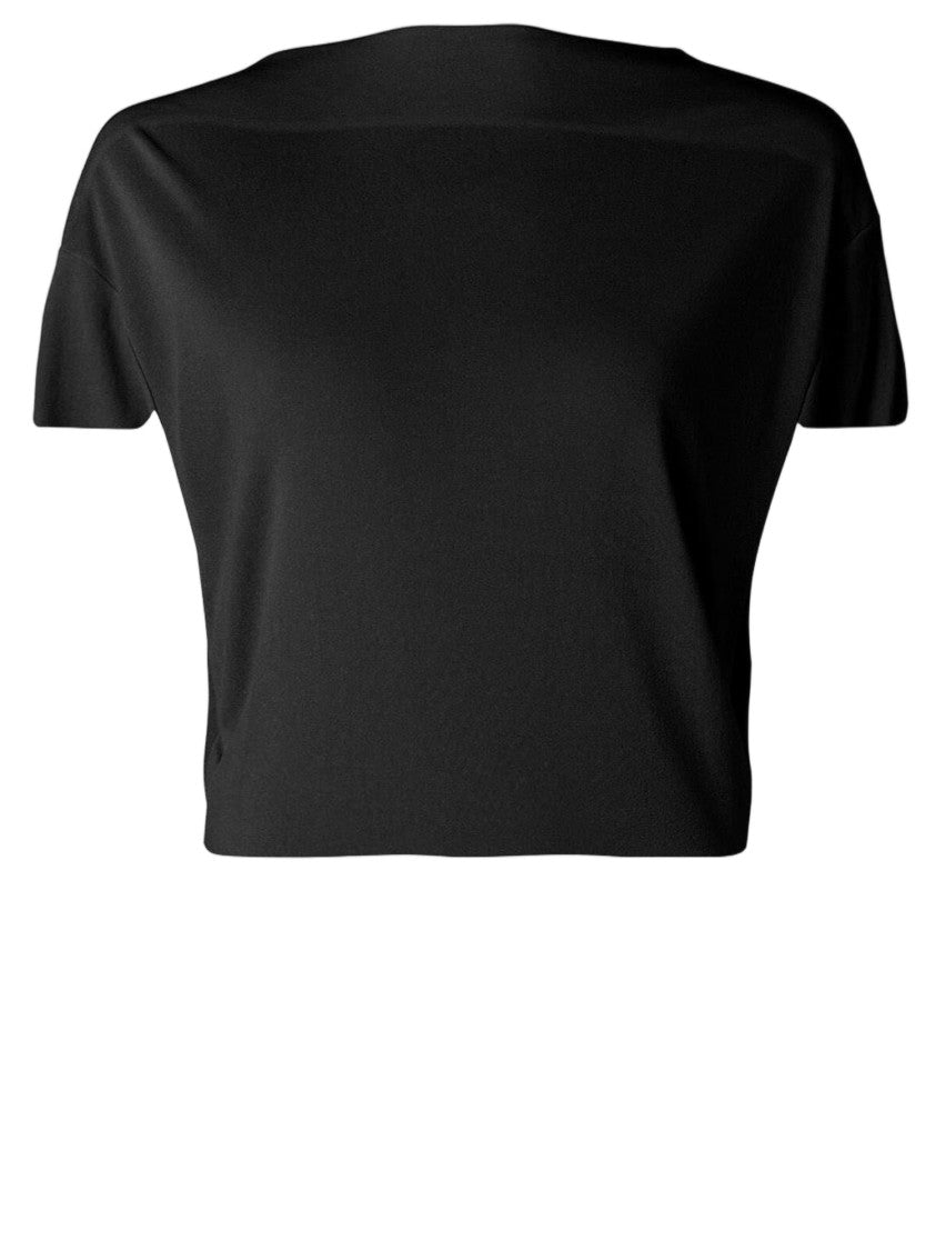 Jacquemus Flowing Draped Black Viscose-Blend T-Shirt With Cut-Out Detail