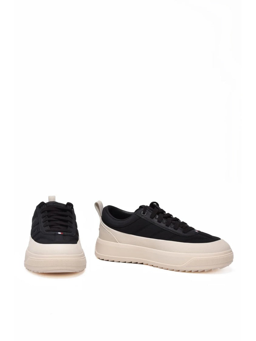 Moncler Black Leather-Blend Vibram Sneakers