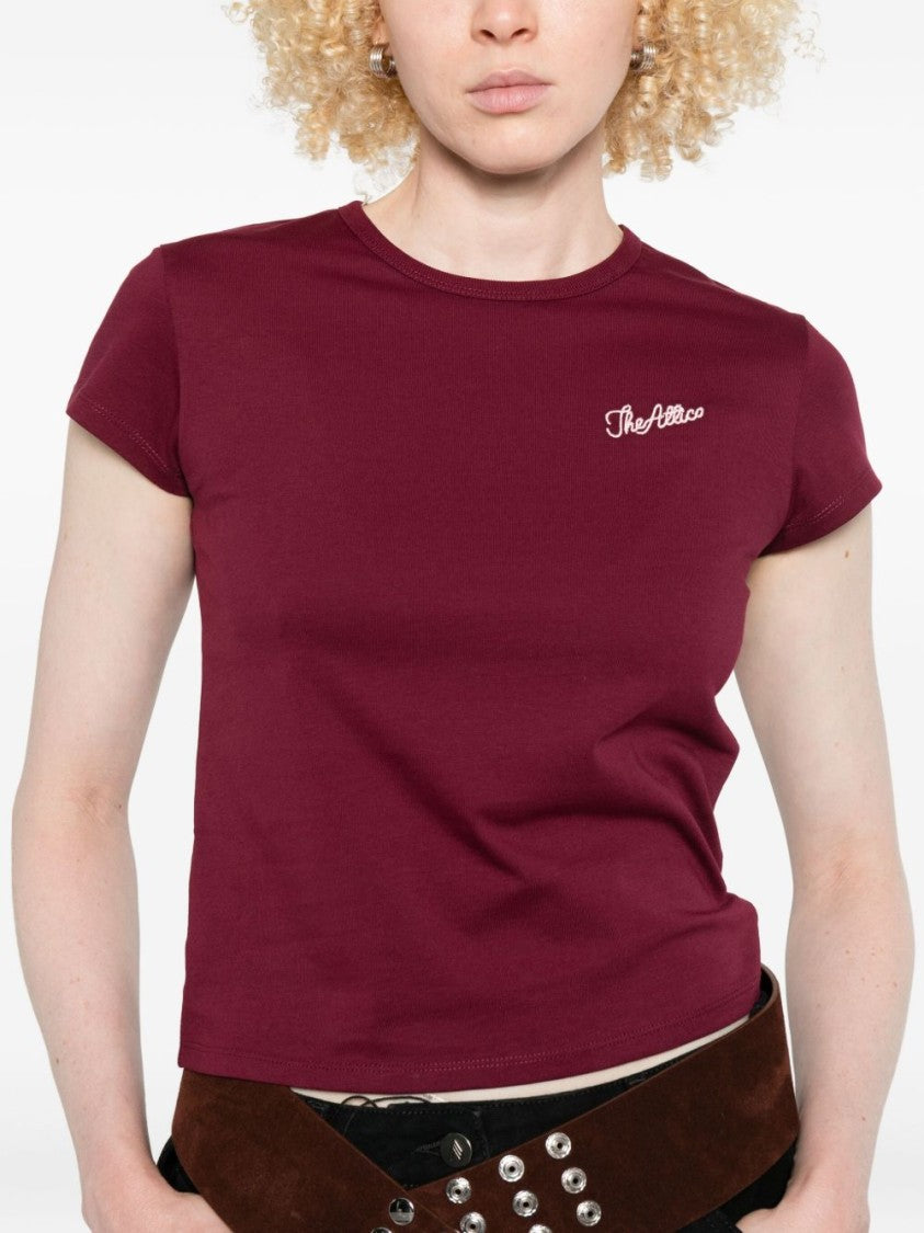 The Attico Bordeaux Cotton T-Shirt With Subtle Logo
