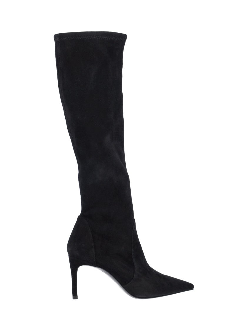 Stuart Weitzman Pointed Toe Mid-Calf Boots With Stiletto Heel