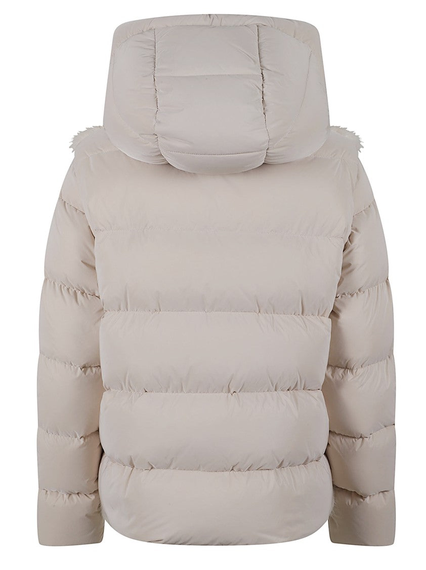 Moorer Down Jacket With Horizontal Mink Fur Bands And Removable Sleeves