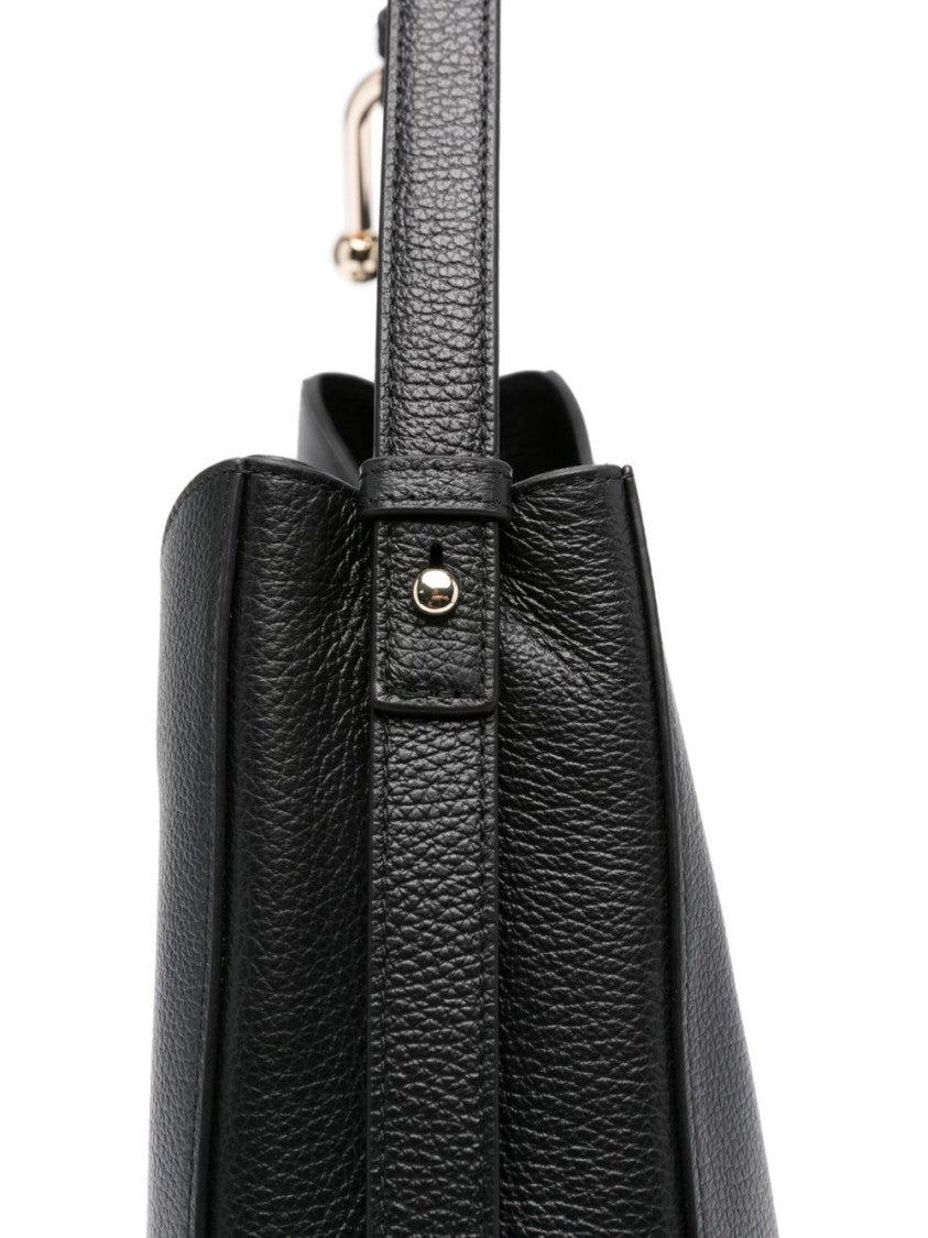 Furla Black Shoulder Bag With Textured Exterior