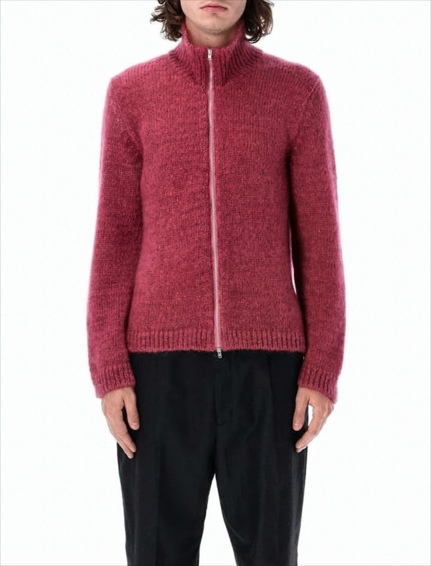 Our Legacy Red Mohair And Silk Blend Zip-Through Jacket