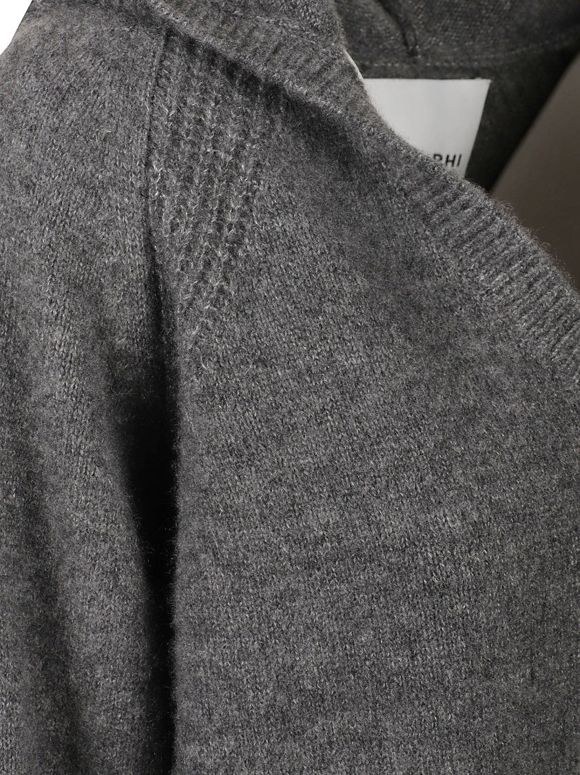 Sa Su Phi Knitted Hoody Sweater With V-Neckline And Textured Detailing
