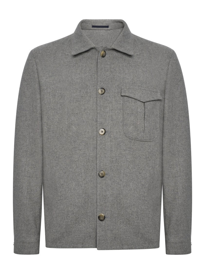 Franzese Collection Grey Wool Jacket With Classic Collar