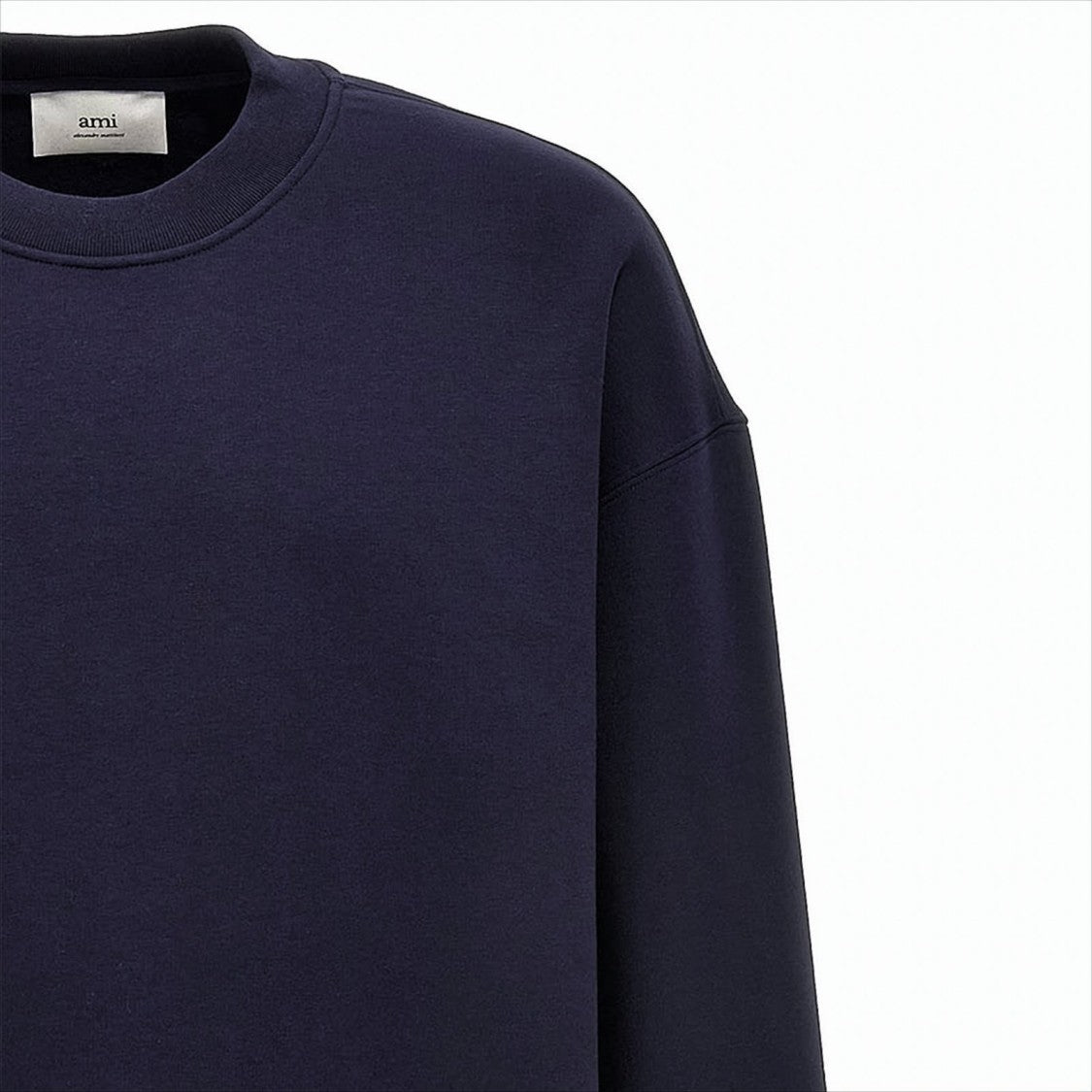 Ami Paris Crew Neck Sweatshirt With Satin Patch Logo