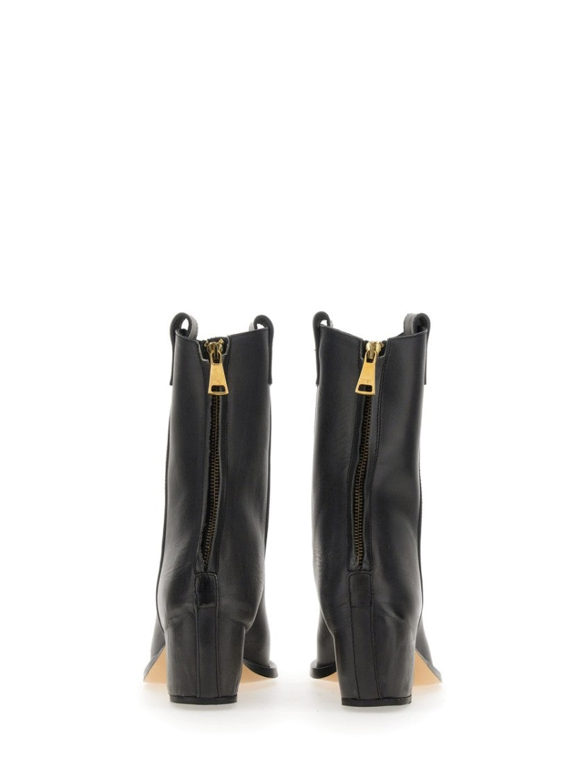 N°21 Pointed Toe Leather Boots With Block Heel