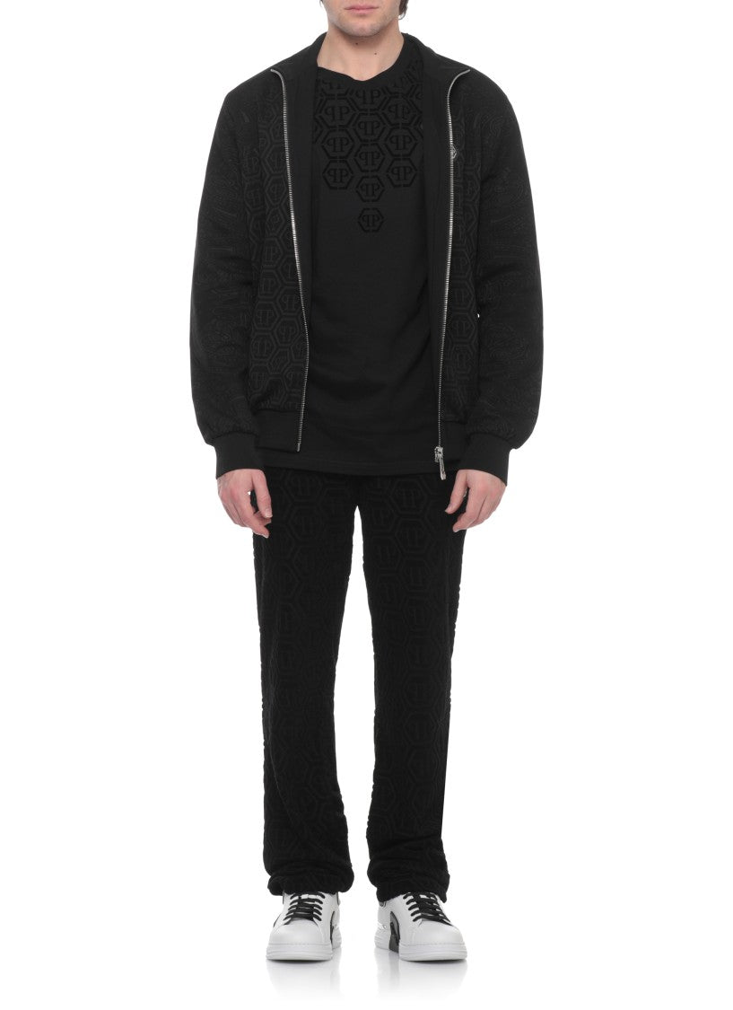 Philipp Plein Black Hexagon Monogram Metal Logo T-Shirt