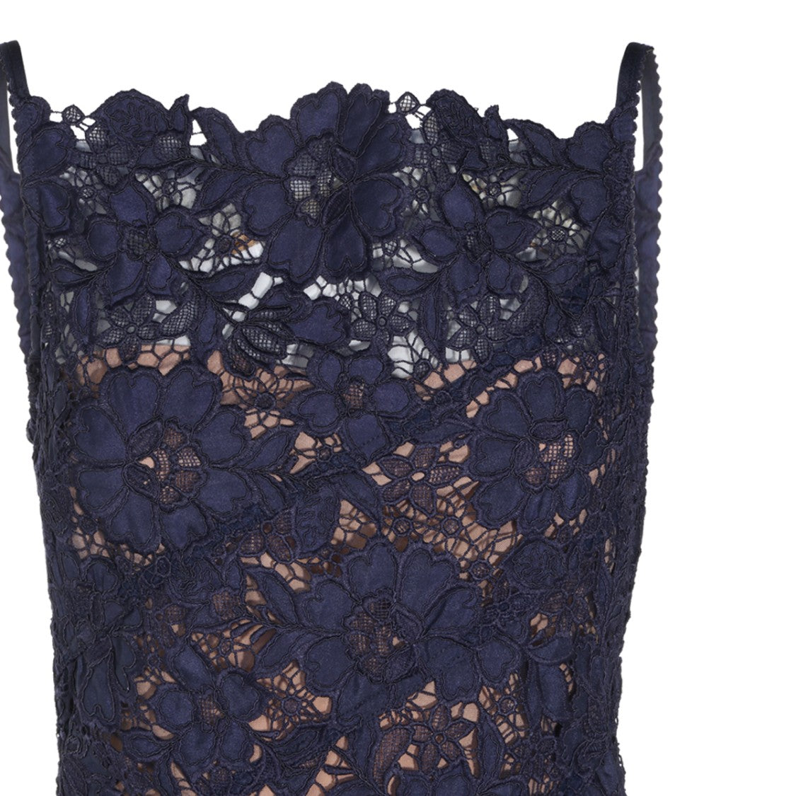 Self-Portrait Fitted Floral Lace Scalloped Midi Dress