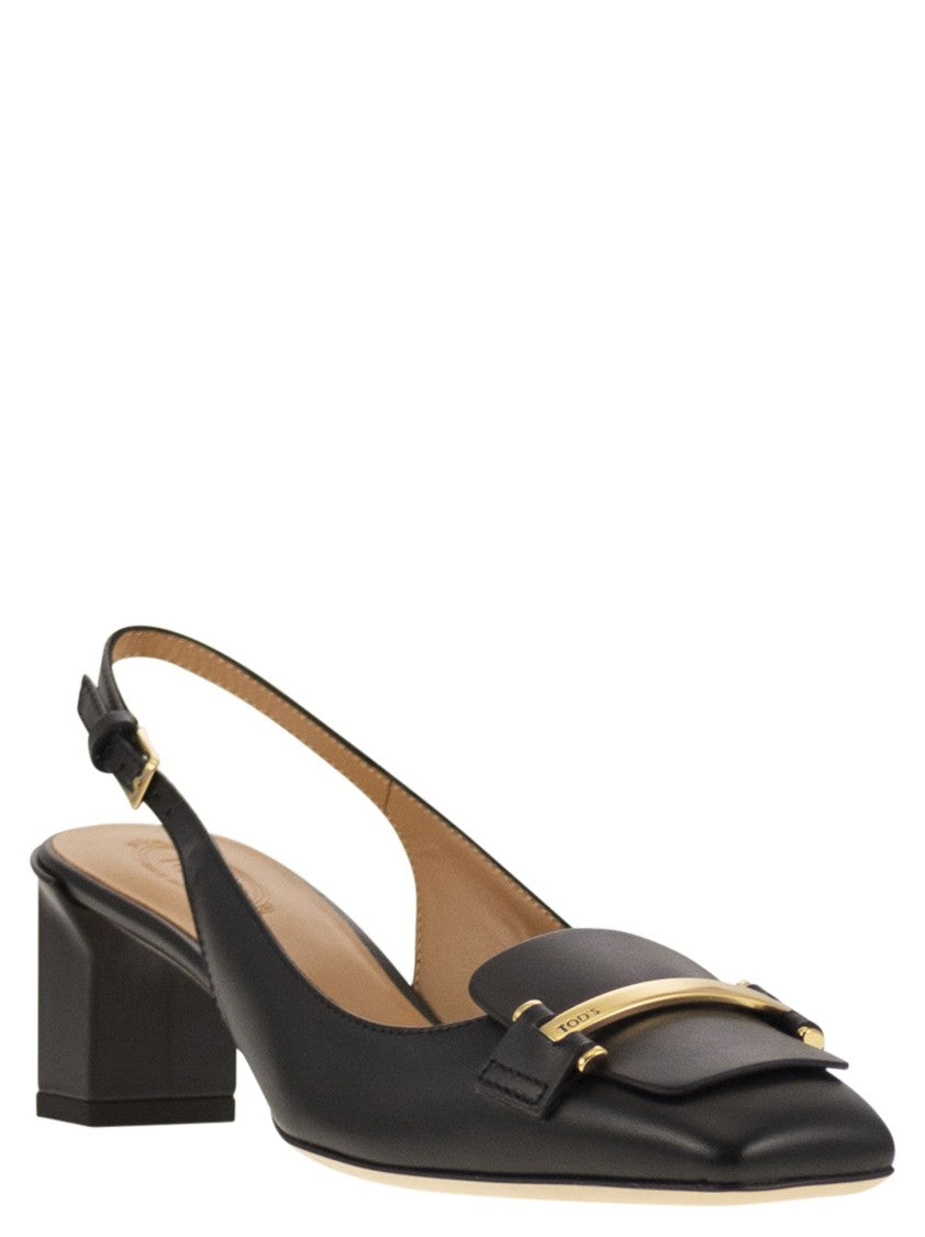 Tod's Calfskin Slingback Pump With Geometric Heel