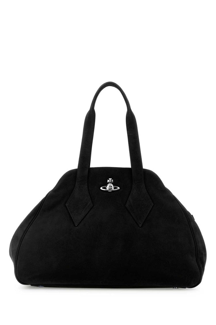 Vivienne Westwood Black Suede Large Yasmine Shoulder Bag