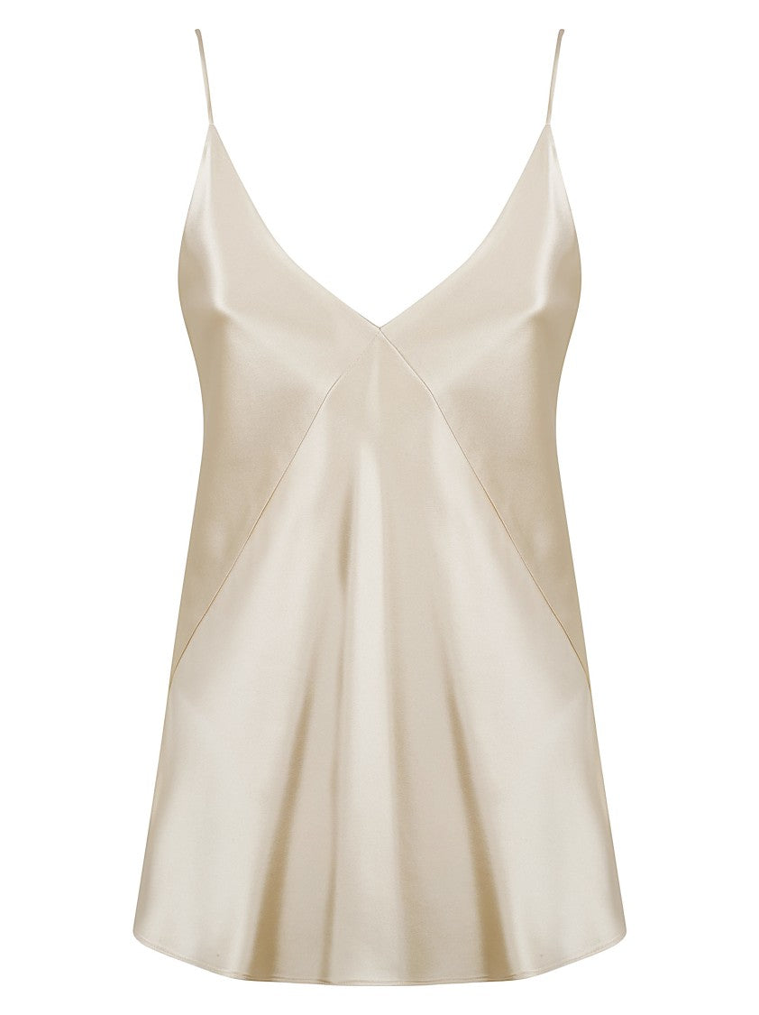 Max Mara White Silk Top With Delicate V-Neckline