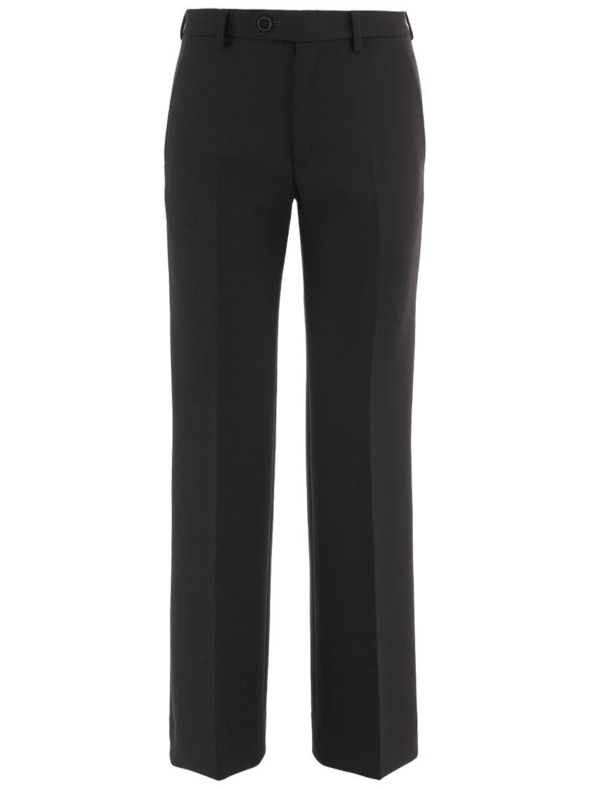 Darkpark Black Colin Tailored Pressed-Pleat Stretch-Wool Formal Pants