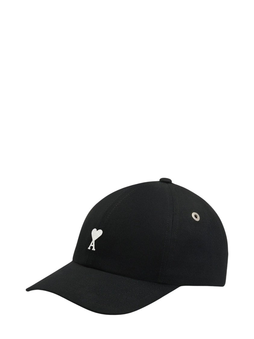 Ami Paris Black Ami De Coeur Cotton Hat