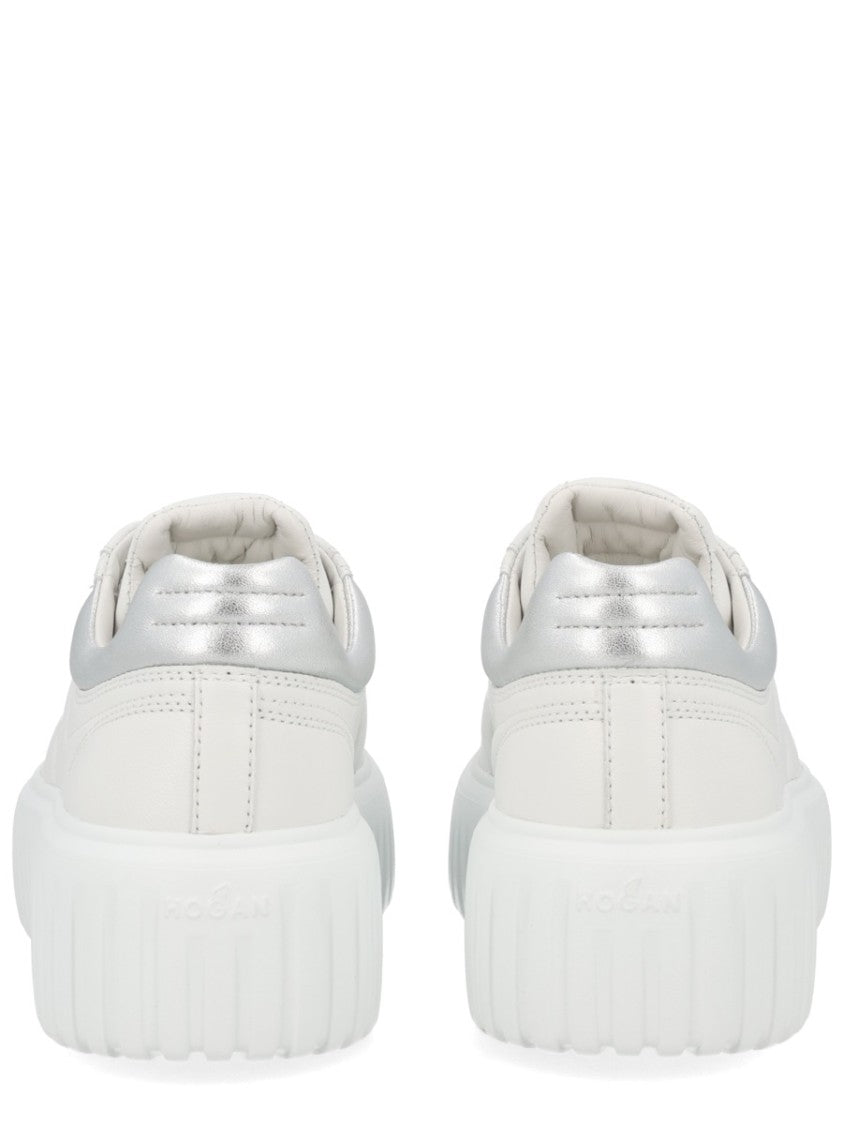 Hogan H-Stripes White Leather Metallic Sneakers