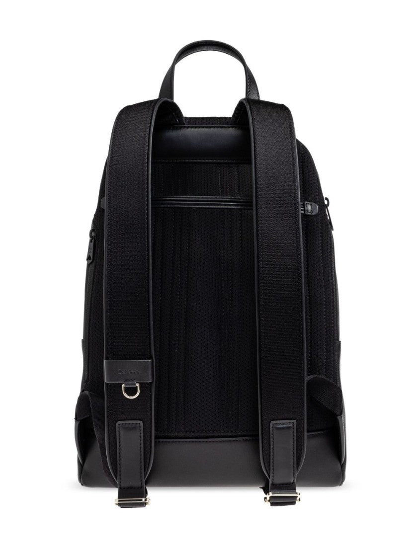 Paul Smith Vertical Stripe Black Backpack With Top Zip Closure