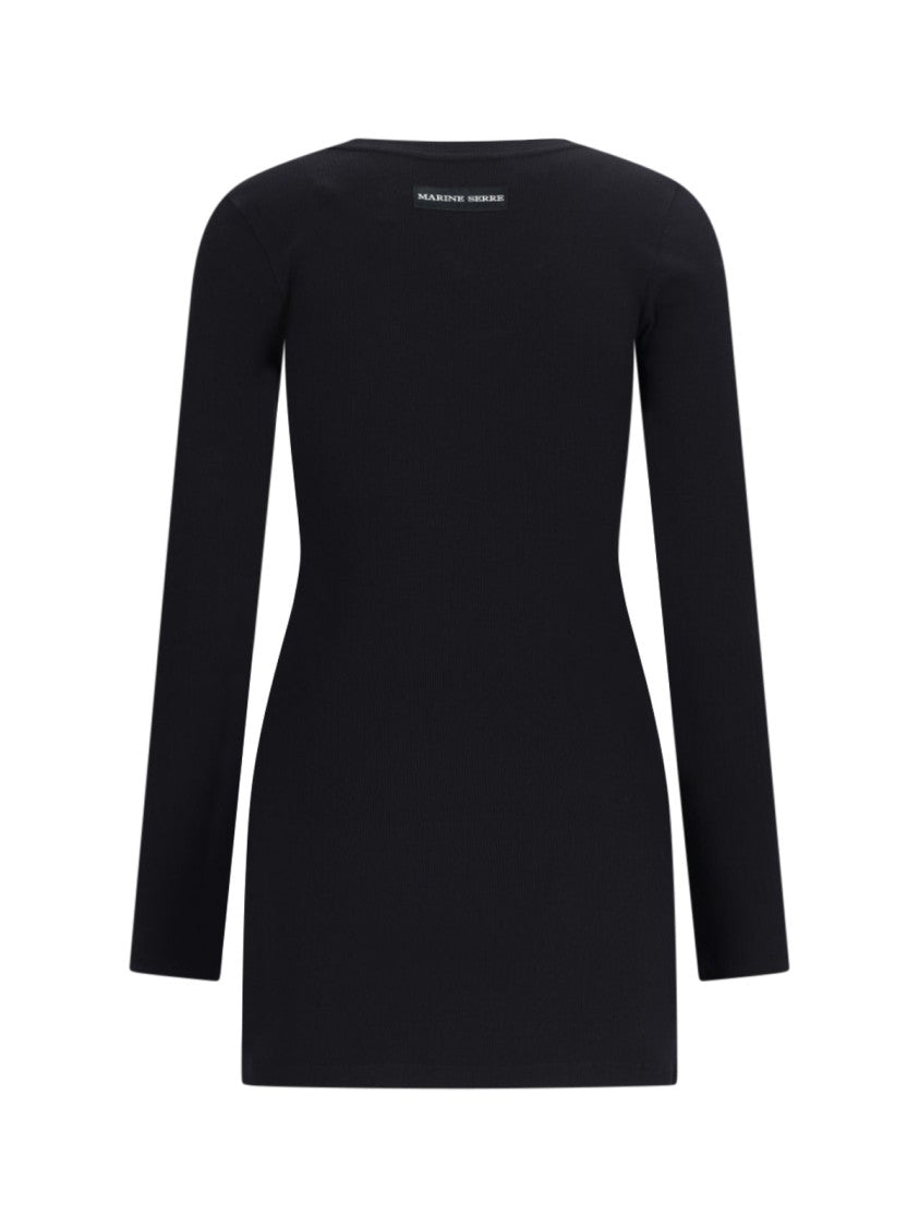 Marine Serre Mini Logo Dress, In Black Cotton