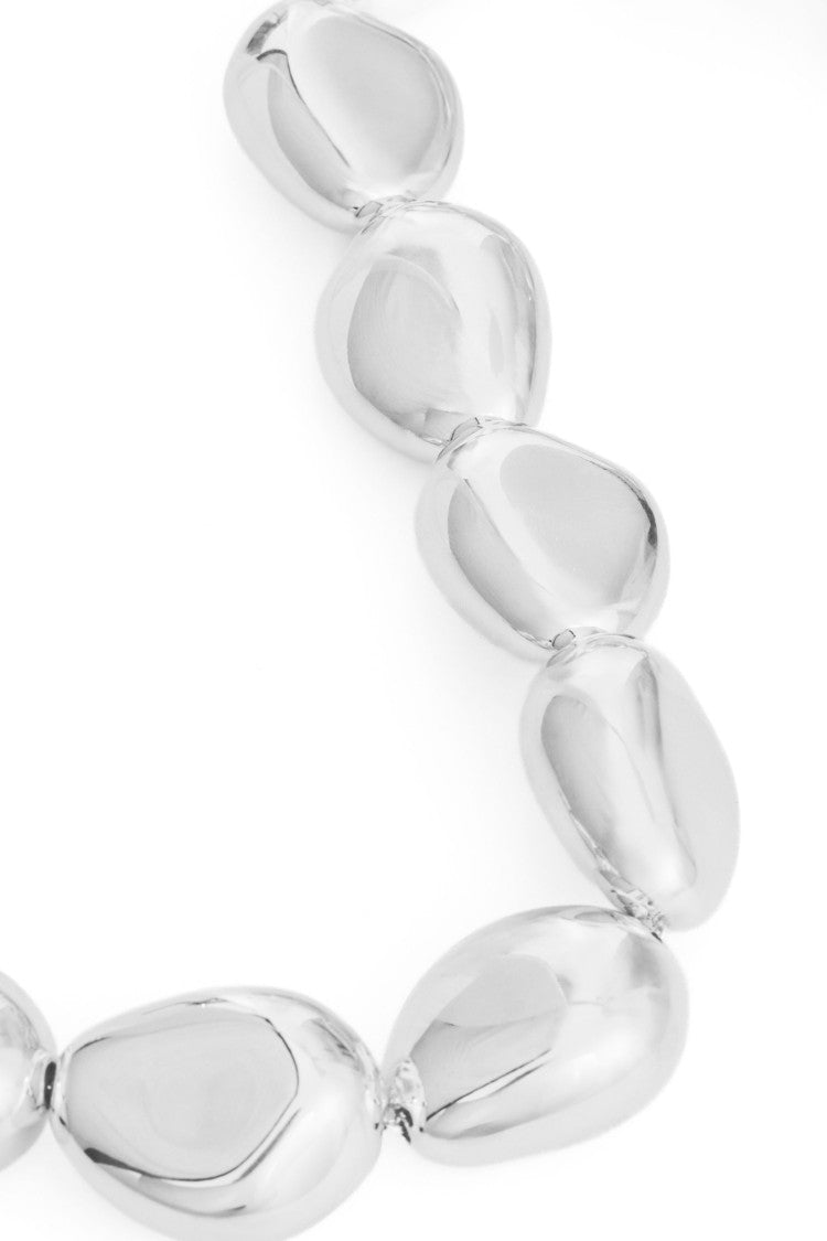 Federica Tosi Silver Lace Stone Organic Polished Bead Bronze Necklace