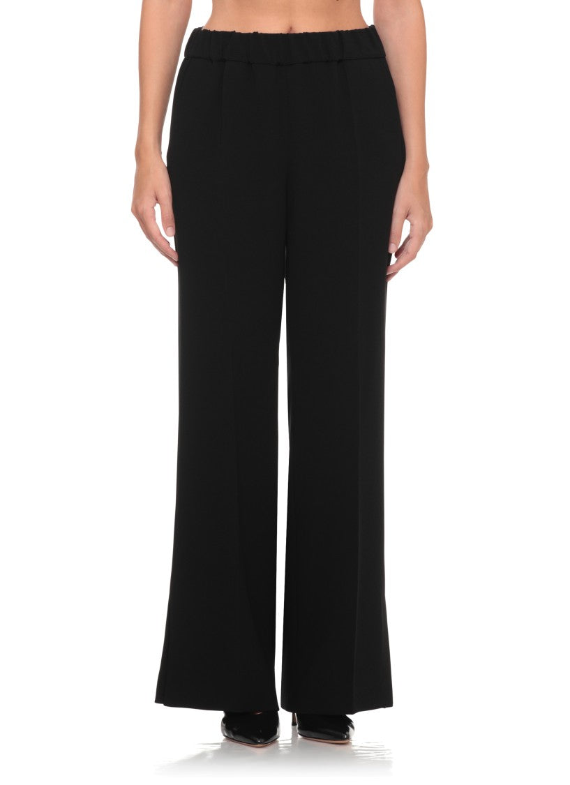 Alberto Biani Black Elasticated Waistband Relaxed Wide-Leg Formal Pants