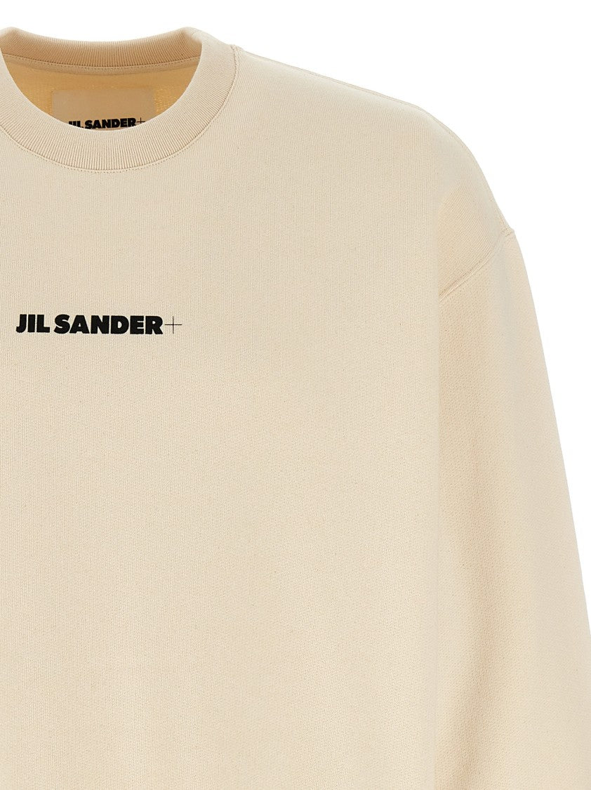 Jil Sander Brushed Cotton Sweatshirt With Front Logo Print