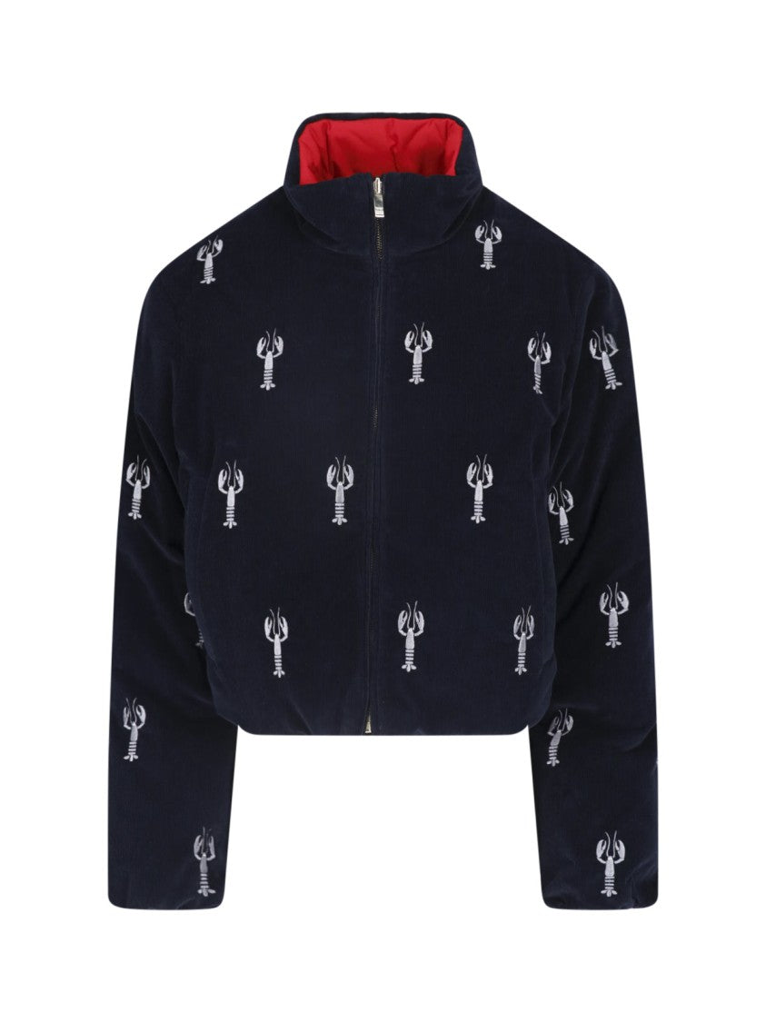 Thom Browne Blue Corduroy Reversible Cropped Jacket
