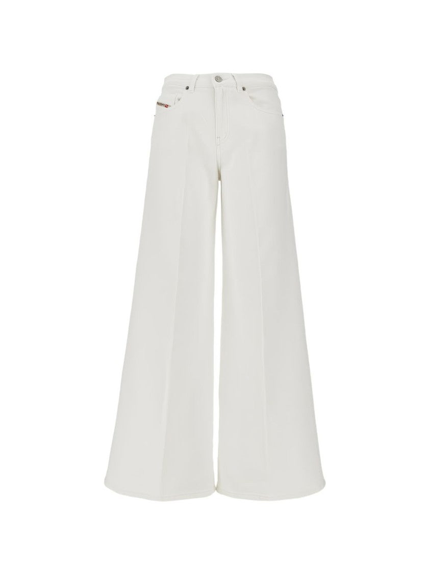 Diesel White Flared Leg Button Fly Jeans