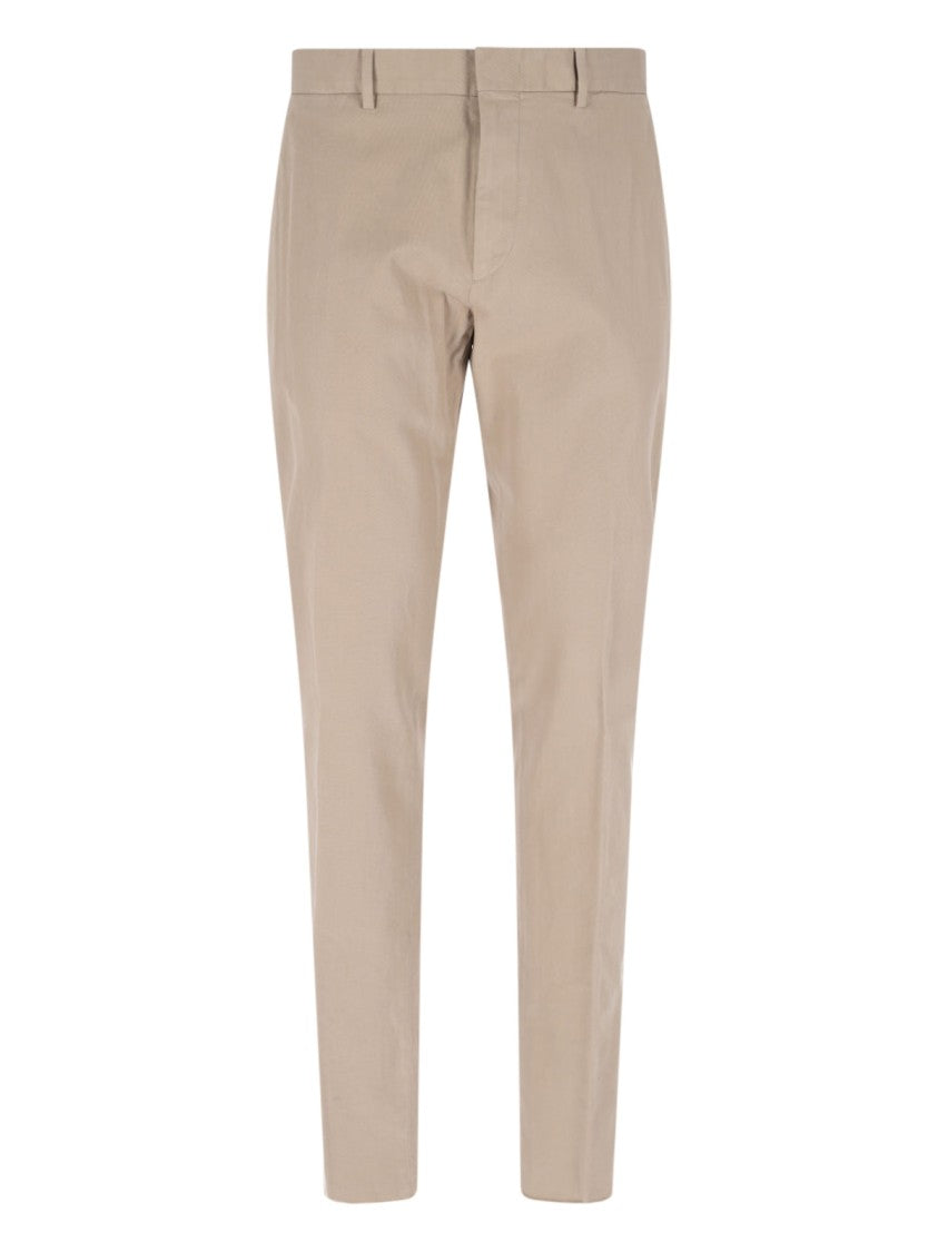 Zegna Beige Cotton Chino Pants With Medium Waist