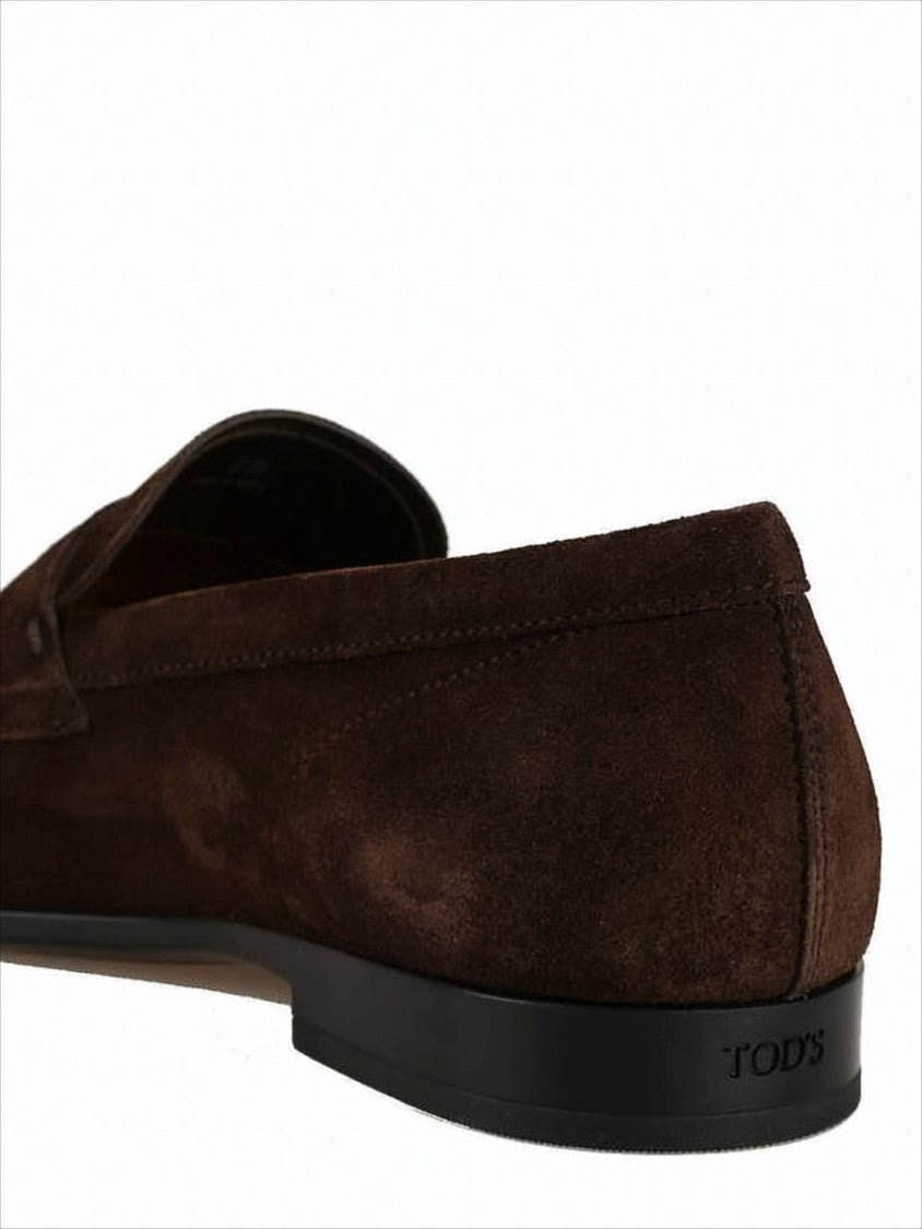 Tod's Brown Suede Loafers With Classic Penny Strap And Rubber Sole