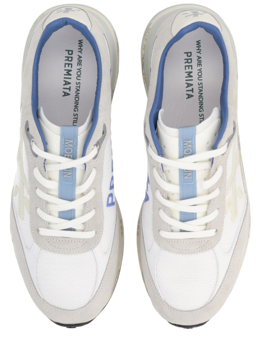 Premiata White Moerun Mesh Calfskin Sneakers