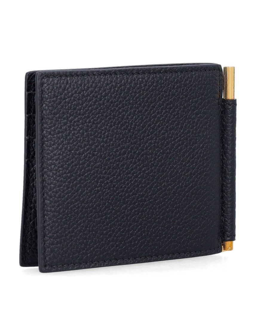 Tom Ford Bifold Wallet With Textured Surface And Gold-Tone Money Clip