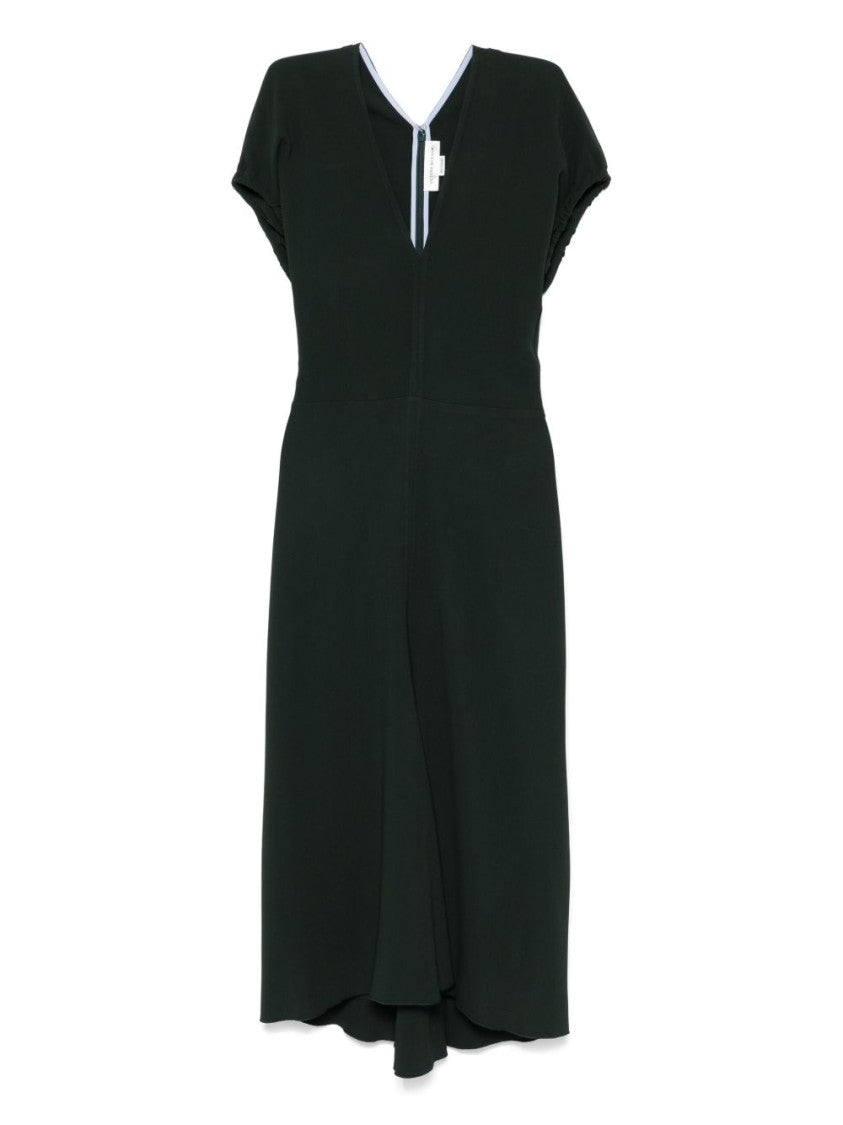 Victoria Beckham Midi Dress With Deep V-Neckline