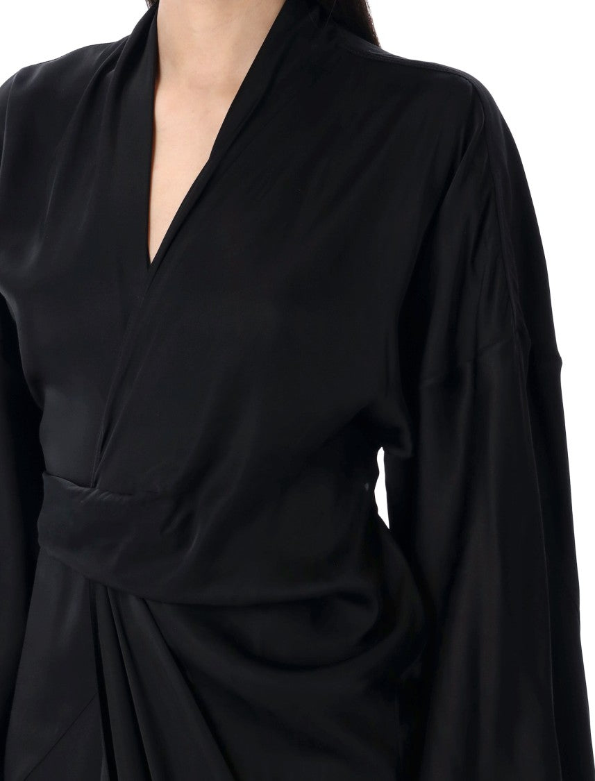 Rick Owens Wrap Gown With Deep V-Neckline