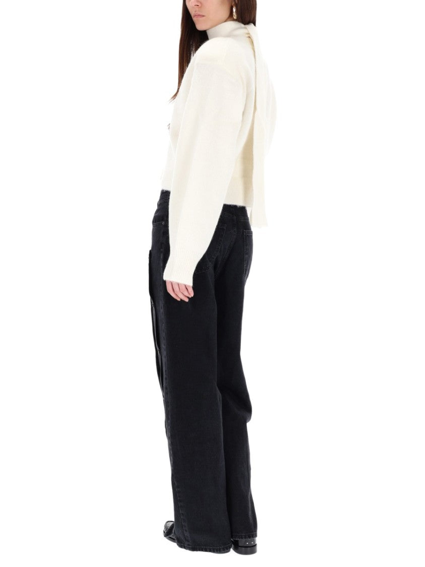 Rotate Birger Christensen Cropped Ivory Sweater