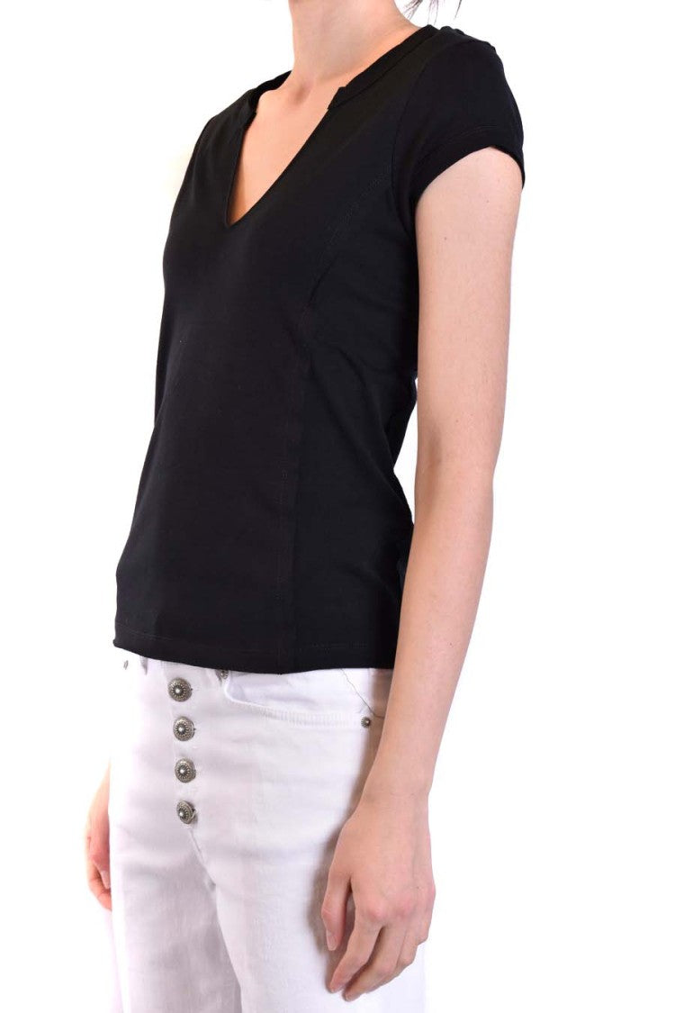 Dondup Fitted V-Neck T-Shirt In Soft Black Cotton