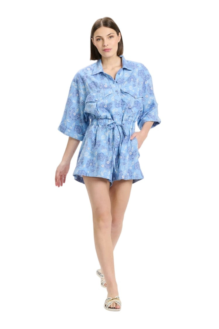 Miss June Rada Kaftan In Blue Cotton Ethnic Print