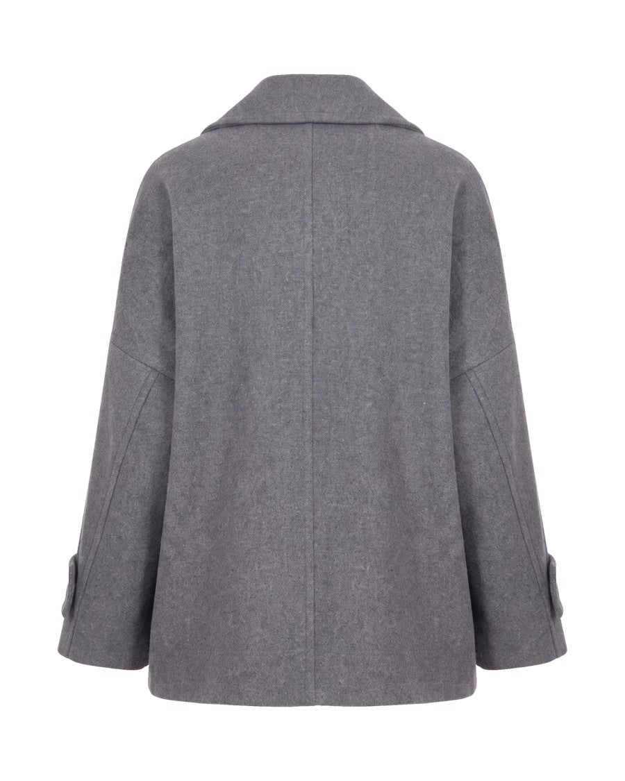 Liu Jo Medium Grey Melange Oversized Wool Coat