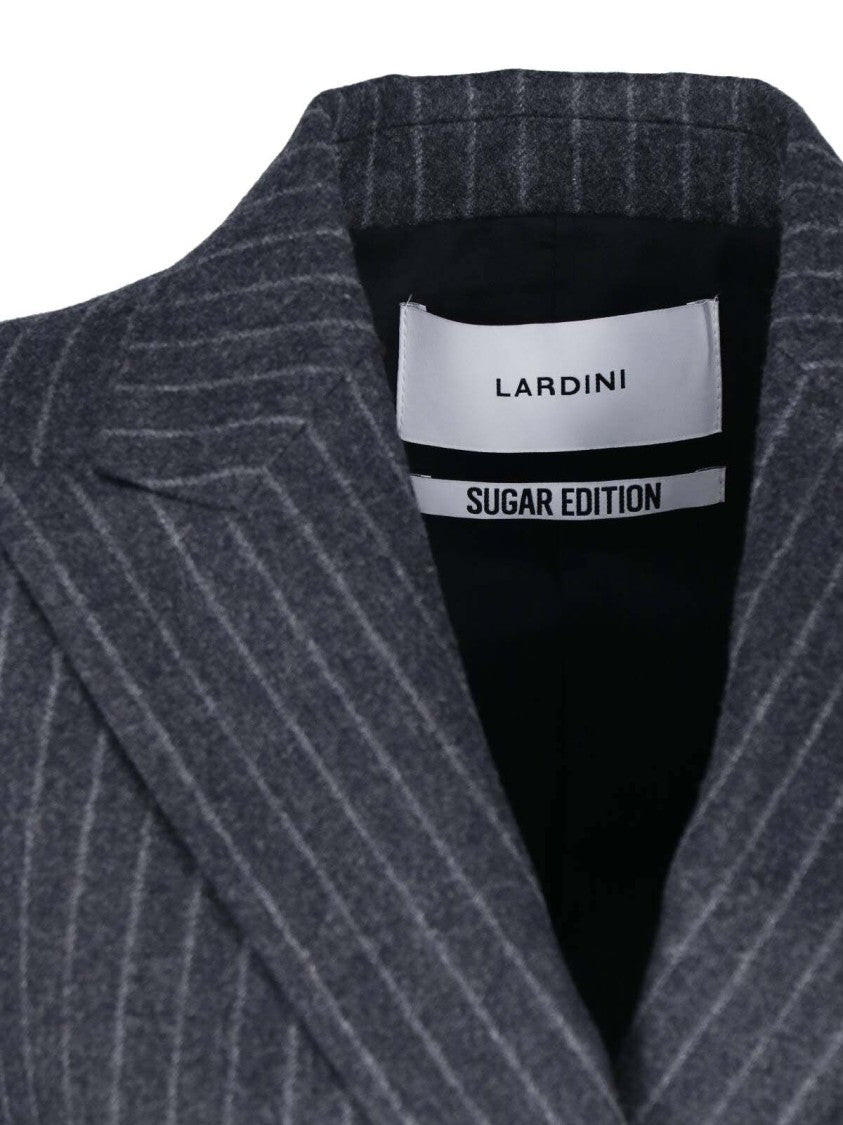 Lardini Grey Wool Pinstripe Double-Breasted Blazer