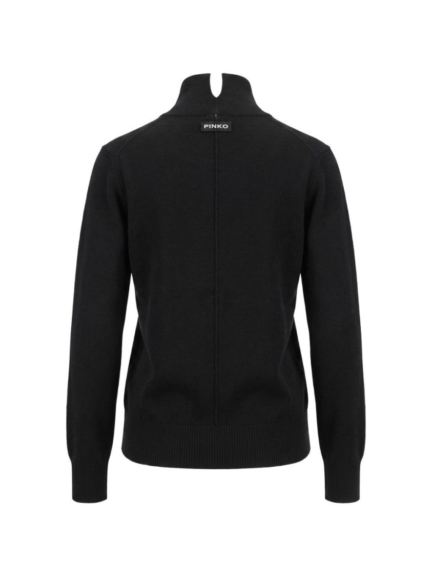 Pinko Black High Neck Knit Sweater