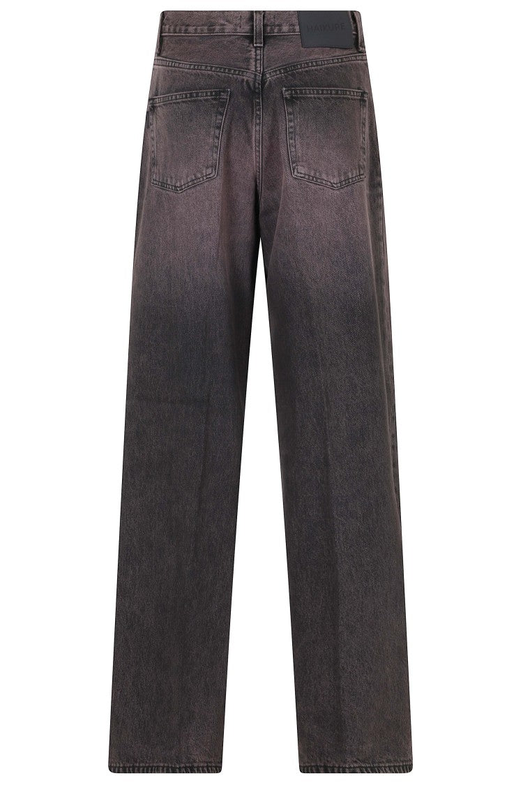 Haikure Wide-Leg Faded Pink And Black Gradient Jeans