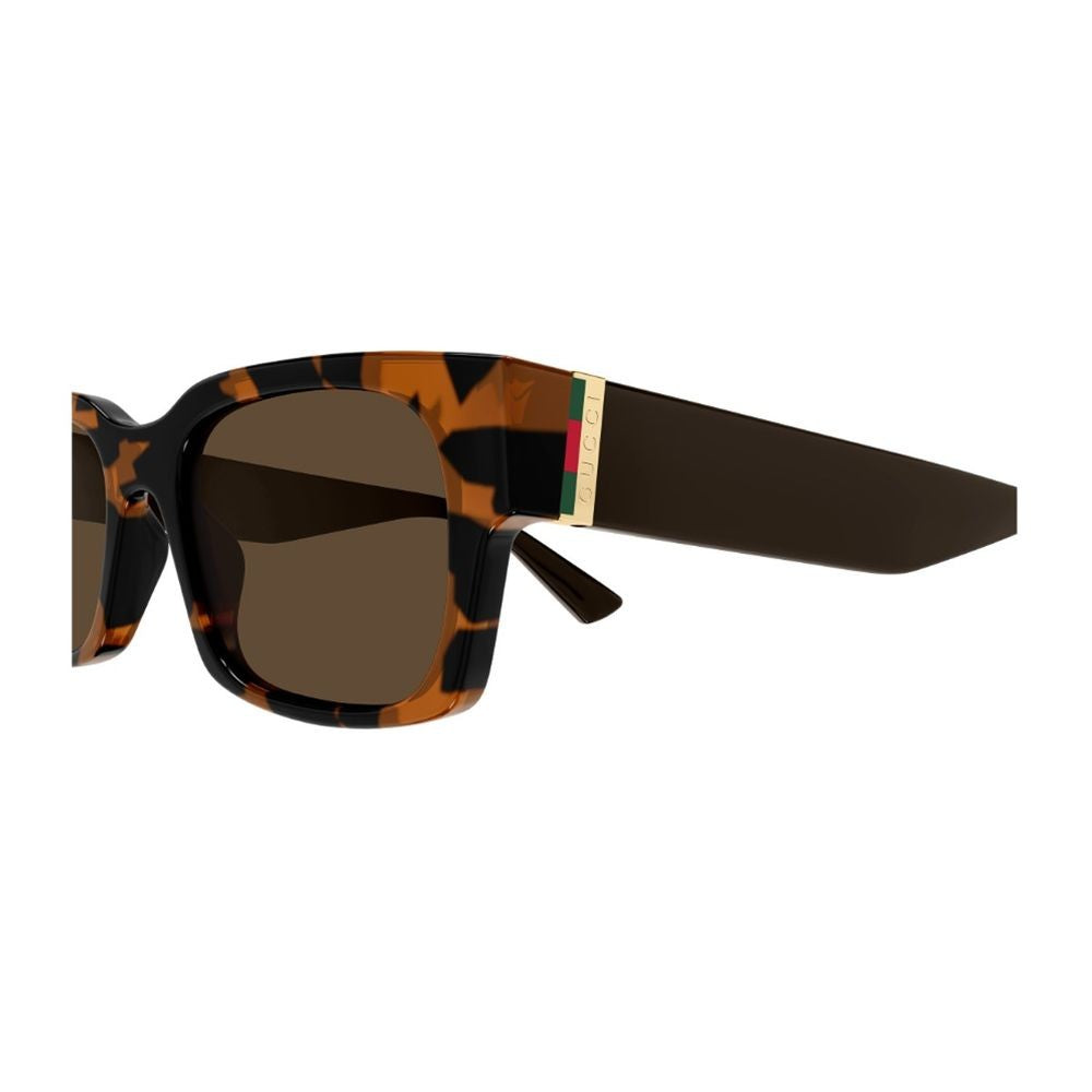 Gucci Bold Havana Rectangular Sunglasses With Gold Accents Gg2084s Linea Sigh