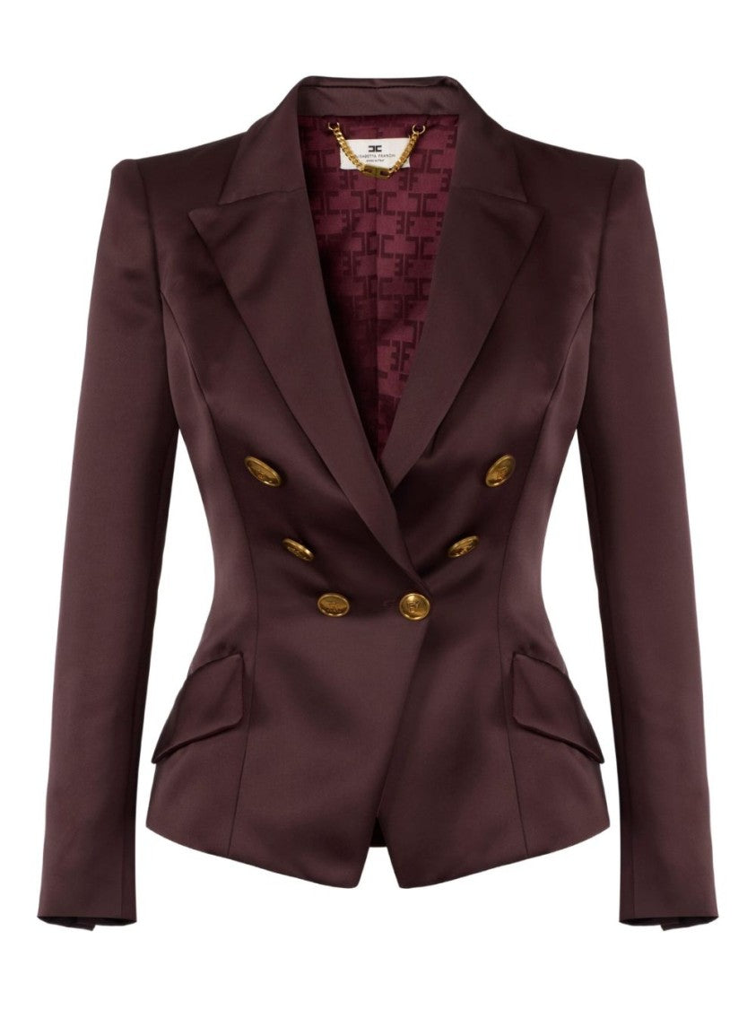 Elisabetta Franchi Double-Breasted Tailored Jacket With Gold-Tone Buttons