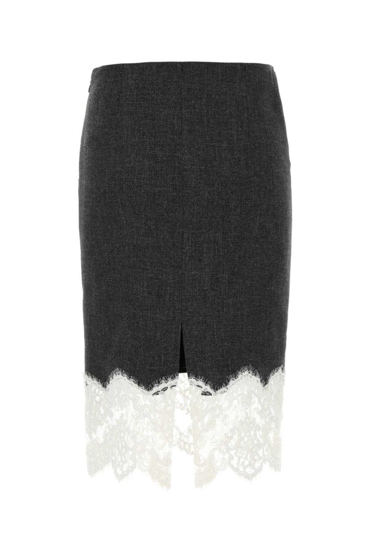 Blumarine Charcoal Stretch Viscose Blend Skirt
