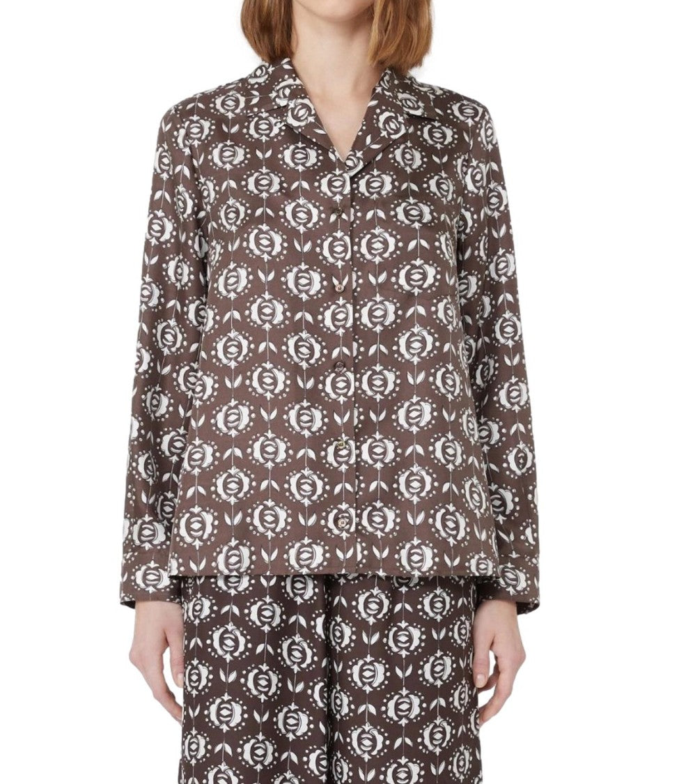 Max Mara Geometric Pattern Long-Sleeved Shirt With Classic Collar